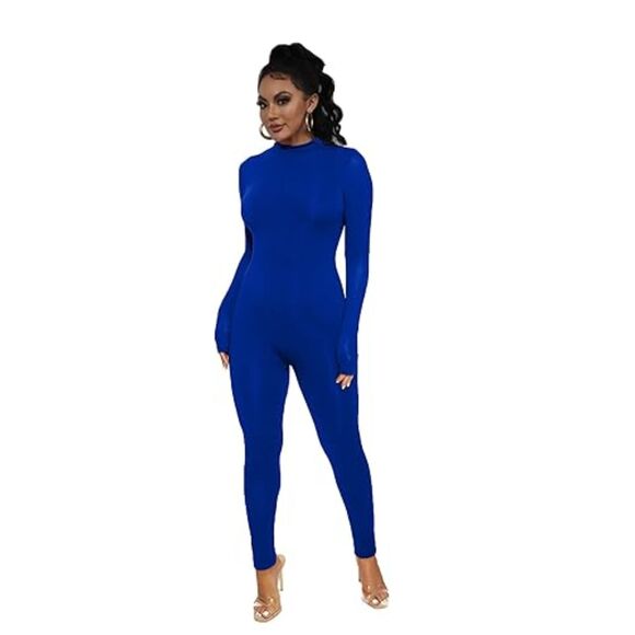 Bodycon Jumpsuit - High Waist Long Sleeve Romper, Perfect for Party Clubwear - Picture 1 of 6